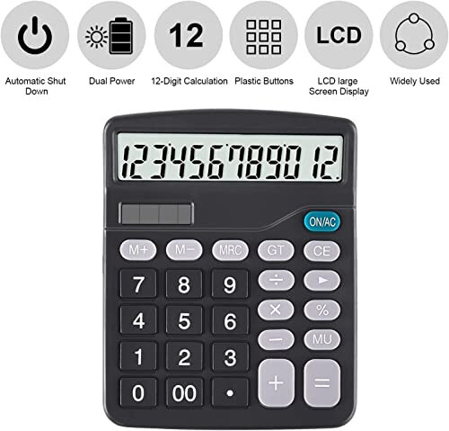 EooCoo Basic Standard Calculator 12 Digit настольный калькулятор с большим ЖК-дисплеем и чувствительной кнопкой для офиса, школы, дома и бизнеса - 3