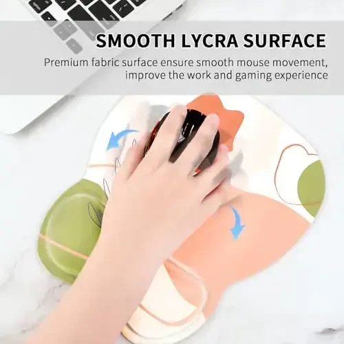 EooCoo Ergonomic Mouse Pad with Wrist Support, Mousepad with Memory Foam Wrist Rest and Non-Slip Base for Computer, Cafe, Home & Office, 9.64 x 8.26 in Office Desk Accessories - 4