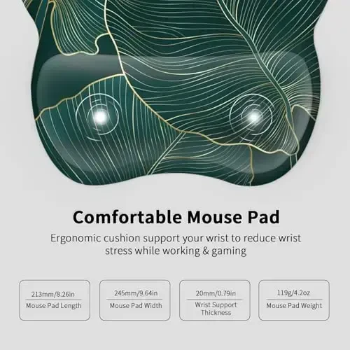 EooCoo Ergonomic Mouse Pad with Wrist Support, Mousepad with Memory Foam Wrist Rest and Non-Slip Base for Computer, Cafe, Home & Office, 9.64 x 8.26 in Office Desk Accessories - 5