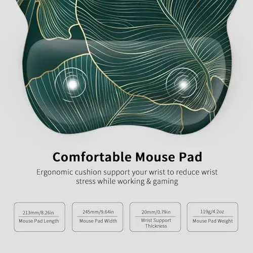 EooCoo Ergonomic Mouse Pad with Wrist Support, Mousepad with Memory Foam Wrist Rest and Non-Slip Base for Computer, Cafe, Home & Office, 9.64 x 8.26 in Office Desk Accessories - 5