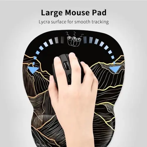 EooCoo Ergonomic Mouse Pad with Wrist Support, Mousepad with Memory Foam Wrist Rest and Non-Slip Base for Computer, Cafe, Home & Office, 9.64 x 8.26 in Office Desk Accessories - EOOCOO (1)
