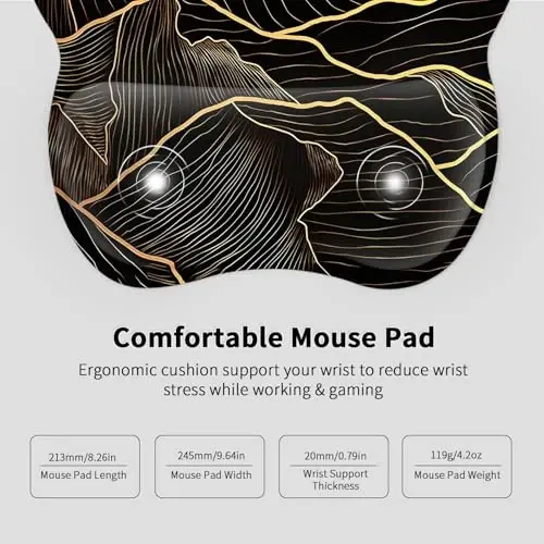 EooCoo Ergonomic Mouse Pad with Wrist Support, Mousepad with Memory Foam Wrist Rest and Non-Slip Base for Computer, Cafe, Home & Office, 9.64 x 8.26 in Office Desk Accessories - 6