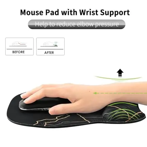 EooCoo Ergonomic Mouse Pad with Wrist Support, Mousepad with Memory Foam Wrist Rest and Non-Slip Base for Computer, Cafe, Home & Office, 9.64 x 8.26 in Office Desk Accessories - 3