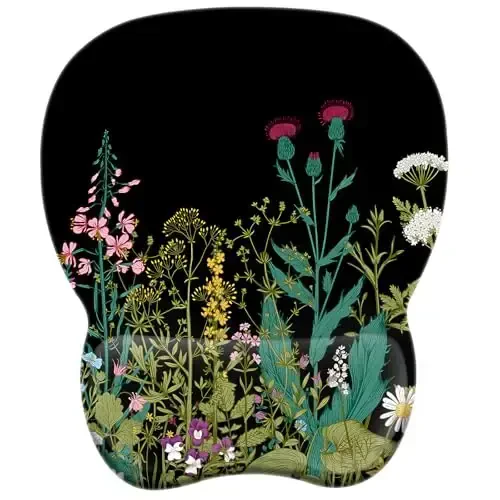 EooCoo Ergonomic Mouse Pad with Wrist Support, Mousepad with Memory Foam Wrist Rest and Non-Slip Base for Computer, Cafe, Home & Office, 9.64 x 8.26 in Office Desk Accessories - EOOCOO