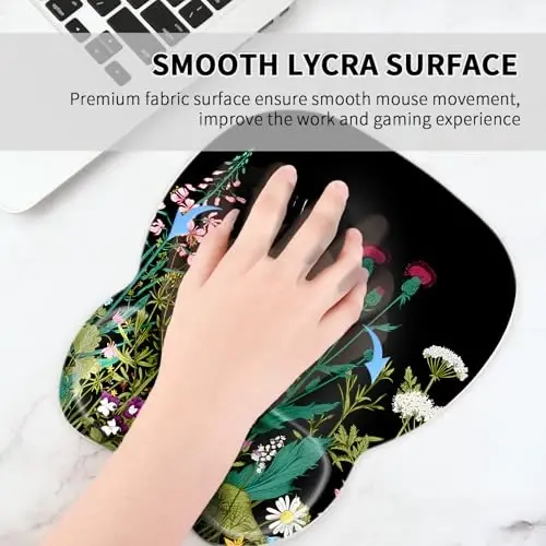 EooCoo Ergonomic Mouse Pad with Wrist Support, Mousepad with Memory Foam Wrist Rest and Non-Slip Base for Computer, Cafe, Home & Office, 9.64 x 8.26 in Office Desk Accessories - 3