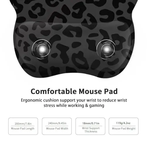 EooCoo Ergonomic Mouse Pad with Wrist Support, Mousepad with Memory Foam Wrist Rest and Non-Slip Base for Computer, Cafe, Home & Office, 9.64 x 8.26 in Office Desk Accessories - 5