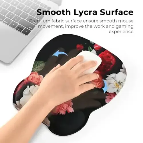 EooCoo Ergonomic Mouse Pad with Wrist Support, Mousepad with Memory Foam Wrist Rest and Non-Slip Base for Computer, Cafe, Home & Office, 9.64 x 8.26 in Office Desk Accessories - 4
