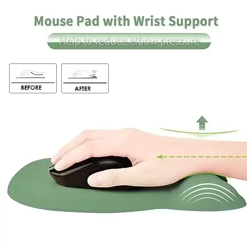 EooCoo Ergonomic Mouse Pad with Wrist Support, Mousepad with Memory Foam Wrist Rest and Non-Slip Base for Computer, Cafe, Home & Office, 9.64 x 8.26 in Office Desk Accessories - 2