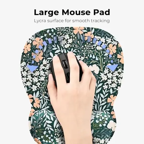 EooCoo Ergonomic Mouse Pad with Wrist Support, Mousepad with Memory Foam Wrist Rest and Non-Slip Base for Computer, Cafe, Home & Office, 9.64 x 8.26 in Office Desk Accessories - 3