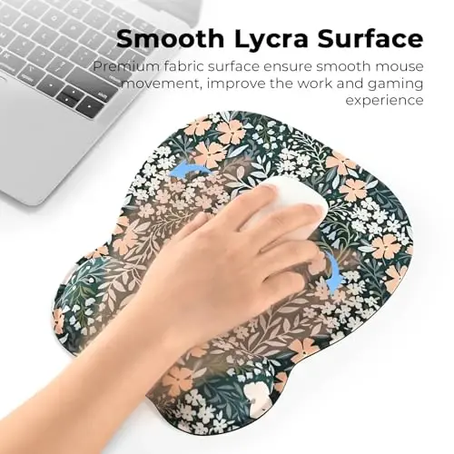 EooCoo Ergonomic Mouse Pad with Wrist Support, Mousepad with Memory Foam Wrist Rest and Non-Slip Base for Computer, Cafe, Home & Office, 9.64 x 8.26 in Office Desk Accessories - 4