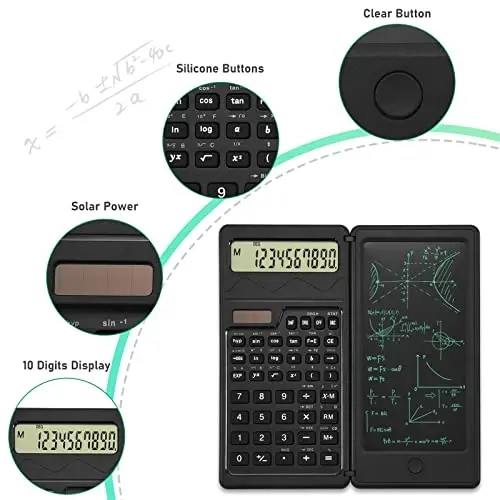 EooCoo Scientific Calculator with Notepad for Students, School Supplies 10-Digit Large Display, Math Classroom Must Haves for Primary School to College Student Use - 3