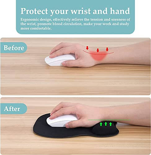 EooCoo Ergonomic Mouse Pad with Wrist Support, Mousepad with Memory Foam Wrist Rest and Non-Slip Base for Computer, Cafe, Home & Office, 9.64 x 8.26 in Office Desk Accessories - 8