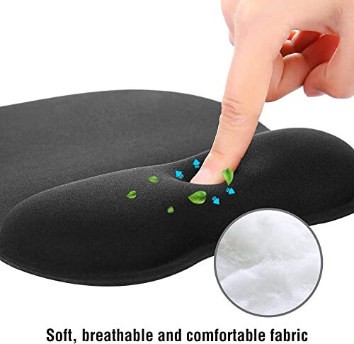 EooCoo Ergonomic Mouse Pad with Wrist Support, Mousepad with Memory Foam Wrist Rest and Non-Slip Base for Computer, Cafe, Home & Office, 9.64 x 8.26 in Office Desk Accessories - 9