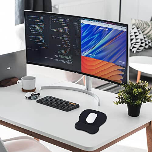 EooCoo Ergonomic Mouse Pad with Wrist Support, Mousepad with Memory Foam Wrist Rest and Non-Slip Base for Computer, Cafe, Home & Office, 9.64 x 8.26 in Office Desk Accessories - 13