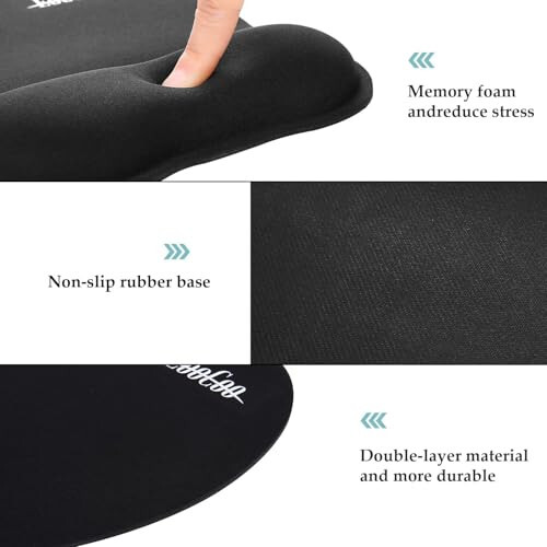 EooCoo Ergonomic Mouse Pad with Wrist Support, Mousepad with Memory Foam Wrist Rest and Non-Slip Base for Computer, Cafe, Home & Office, 9.64 x 8.26 in Office Desk Accessories - 4