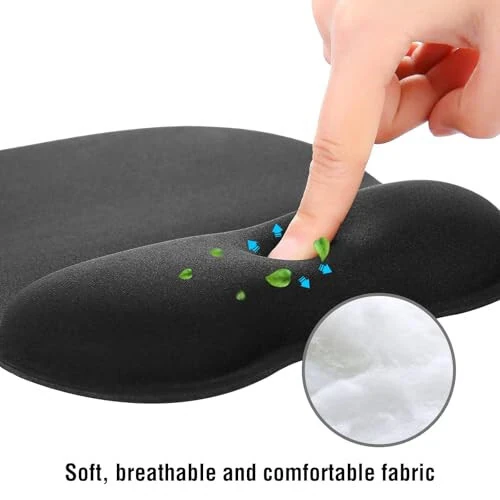 EooCoo Ergonomic Mouse Pad with Wrist Support, Mousepad with Memory Foam Wrist Rest and Non-Slip Base for Computer, Cafe, Home & Office, 9.64 x 8.26 in Office Desk Accessories - EooCoo (1)