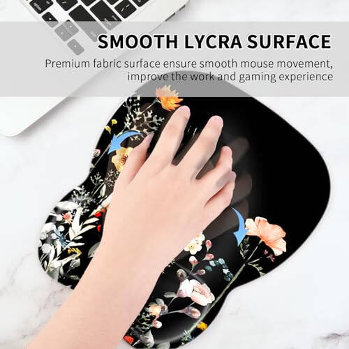 EooCoo Ergonomic Mouse Pad with Wrist Support, Mousepad with Memory Foam Wrist Rest and Non-Slip Base for Computer, Cafe, Home & Office, 9.64 x 8.26 in Office Desk Accessories - 6