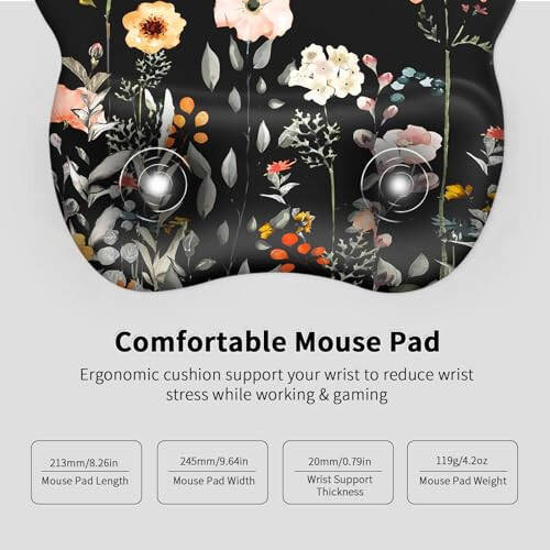 EooCoo Ergonomic Mouse Pad with Wrist Support, Mousepad with Memory Foam Wrist Rest and Non-Slip Base for Computer, Cafe, Home & Office, 9.64 x 8.26 in Office Desk Accessories - 7