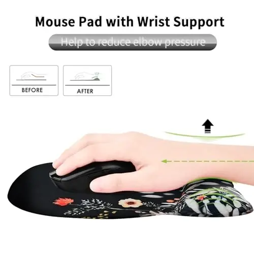 EooCoo Ergonomic Mouse Pad with Wrist Support, Mousepad with Memory Foam Wrist Rest and Non-Slip Base for Computer, Cafe, Home & Office, 9.64 x 8.26 in Office Desk Accessories - EOOCOO (1)