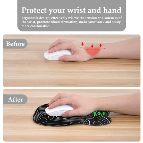 EooCoo Ergonomic Mouse Pad with Wrist Support, Mousepad with Memory Foam Wrist Rest and Non-Slip Base for Computer, Cafe, Home & Office, 9.64 x 8.26 in Office Desk Accessories - 2