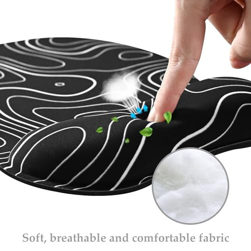 EooCoo Ergonomic Mouse Pad with Wrist Support, Mousepad with Memory Foam Wrist Rest and Non-Slip Base for Computer, Cafe, Home & Office, 9.64 x 8.26 in Office Desk Accessories - 3