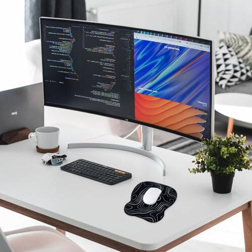 EooCoo Ergonomic Mouse Pad with Wrist Support, Mousepad with Memory Foam Wrist Rest and Non-Slip Base for Computer, Cafe, Home & Office, 9.64 x 8.26 in Office Desk Accessories - 4