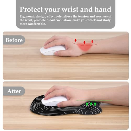 EooCoo Ergonomic Mouse Pad with Wrist Support, Mousepad with Memory Foam Wrist Rest and Non-Slip Base for Computer, Cafe, Home & Office, 9.64 x 8.26 in Office Desk Accessories - EooCoo (1)