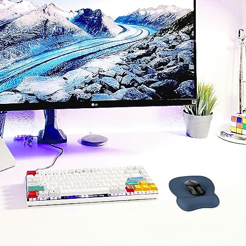 EooCoo Ergonomic Mouse Pad with Wrist Support, Mousepad with Memory Foam Wrist Rest and Non-Slip Base for Computer, Cafe, Home & Office, 9.64 x 8.26 in Office Desk Accessories - 4