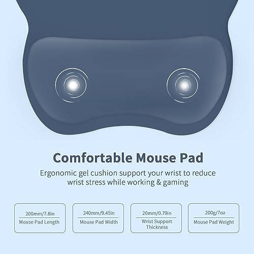 EooCoo Ergonomic Mouse Pad with Wrist Support, Mousepad with Memory Foam Wrist Rest and Non-Slip Base for Computer, Cafe, Home & Office, 9.64 x 8.26 in Office Desk Accessories - 6