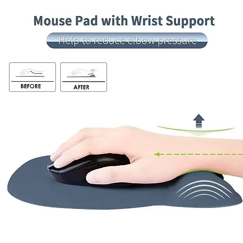 EooCoo Ergonomic Mouse Pad with Wrist Support, Mousepad with Memory Foam Wrist Rest and Non-Slip Base for Computer, Cafe, Home & Office, 9.64 x 8.26 in Office Desk Accessories - EOOCOO (1)
