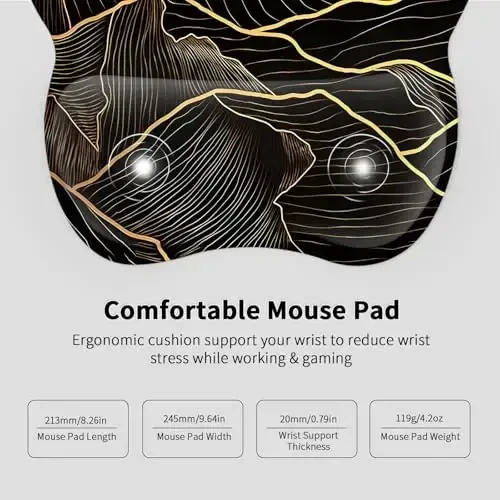 EooCoo Ergonomic Mouse Pad with Wrist Support, Mousepad with Memory Foam Wrist Rest and Non-Slip Base for Computer, Cafe, Home & Office, 9.64 x 8.26 in Office Desk Accessories - 6