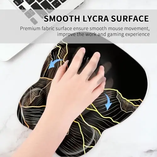 EooCoo Ergonomic Mouse Pad with Wrist Support, Mousepad with Memory Foam Wrist Rest and Non-Slip Base for Computer, Cafe, Home & Office, 9.64 x 8.26 in Office Desk Accessories - 5