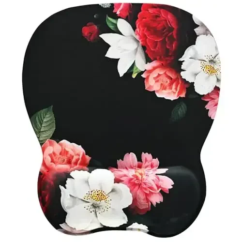 EooCoo Ergonomic Mouse Pad with Wrist Support, Mousepad with Memory Foam Wrist Rest and Non-Slip Base for Computer, Cafe, Home & Office, 9.64 x 8.26 in Office Desk Accessories - EOOCOO