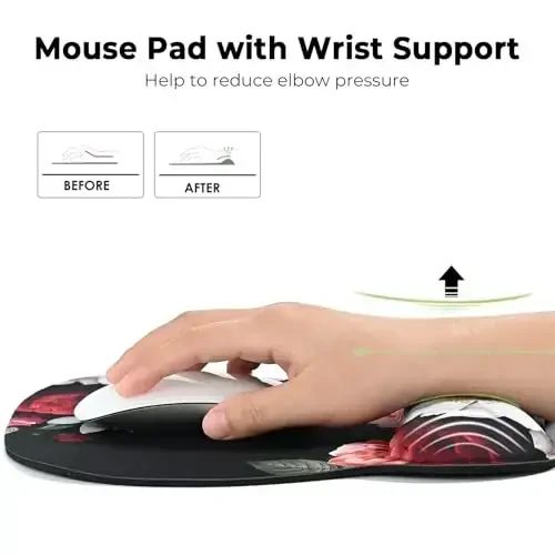 EooCoo Ergonomic Mouse Pad with Wrist Support, Mousepad with Memory Foam Wrist Rest and Non-Slip Base for Computer, Cafe, Home & Office, 9.64 x 8.26 in Office Desk Accessories - 2