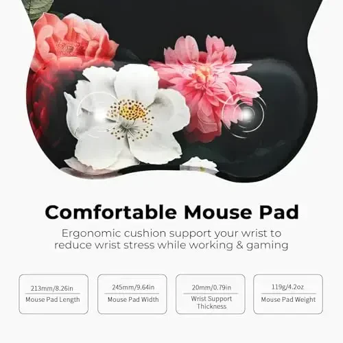 EooCoo Ergonomic Mouse Pad with Wrist Support, Mousepad with Memory Foam Wrist Rest and Non-Slip Base for Computer, Cafe, Home & Office, 9.64 x 8.26 in Office Desk Accessories - 5