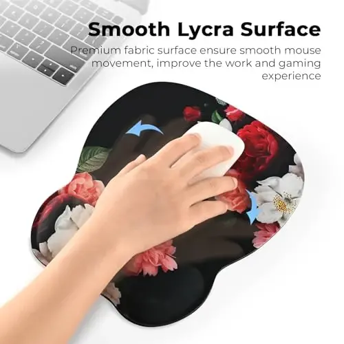 EooCoo Ergonomic Mouse Pad with Wrist Support, Mousepad with Memory Foam Wrist Rest and Non-Slip Base for Computer, Cafe, Home & Office, 9.64 x 8.26 in Office Desk Accessories - 4