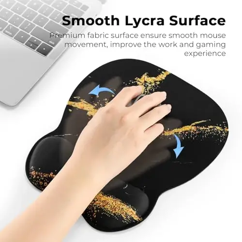 EooCoo Ergonomic Mouse Pad with Wrist Support, Mousepad with Memory Foam Wrist Rest and Non-Slip Base for Computer, Cafe, Home & Office, 9.64 x 8.26 in Office Desk Accessories - 3