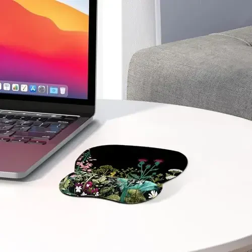 EooCoo Ergonomic Mouse Pad with Wrist Support, Mousepad with Memory Foam Wrist Rest and Non-Slip Base for Computer, Cafe, Home & Office, 9.64 x 8.26 in Office Desk Accessories - 5