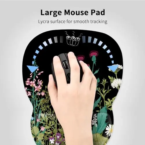 EooCoo Ergonomic Mouse Pad with Wrist Support, Mousepad with Memory Foam Wrist Rest and Non-Slip Base for Computer, Cafe, Home & Office, 9.64 x 8.26 in Office Desk Accessories - 2