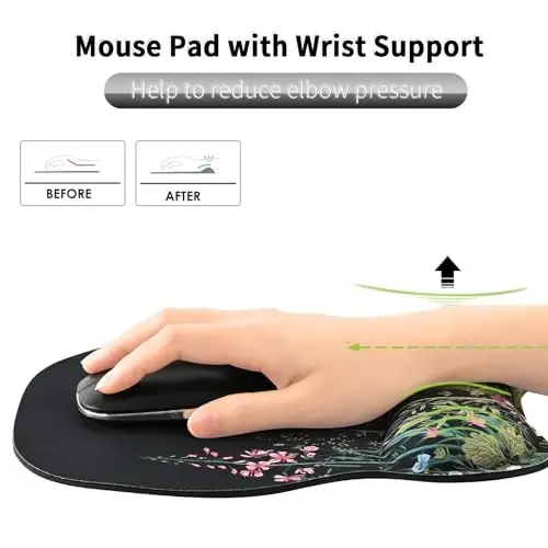 EooCoo Ergonomic Mouse Pad with Wrist Support, Mousepad with Memory Foam Wrist Rest and Non-Slip Base for Computer, Cafe, Home & Office, 9.64 x 8.26 in Office Desk Accessories - 4