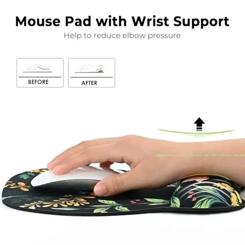 EooCoo Ergonomic Mouse Pad with Wrist Support, Mousepad with Memory Foam Wrist Rest and Non-Slip Base for Computer, Cafe, Home & Office, 9.64 x 8.26 in Office Desk Accessories - EOOCOO (1)