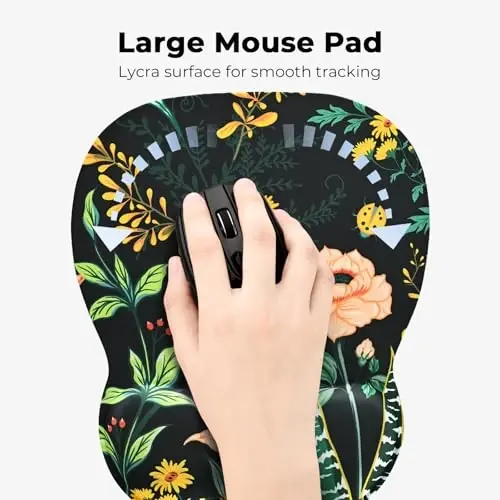 EooCoo Ergonomic Mouse Pad with Wrist Support, Mousepad with Memory Foam Wrist Rest and Non-Slip Base for Computer, Cafe, Home & Office, 9.64 x 8.26 in Office Desk Accessories - 3