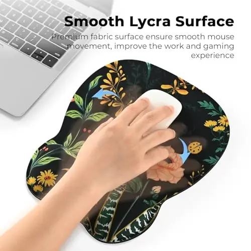 EooCoo Ergonomic Mouse Pad with Wrist Support, Mousepad with Memory Foam Wrist Rest and Non-Slip Base for Computer, Cafe, Home & Office, 9.64 x 8.26 in Office Desk Accessories - 4
