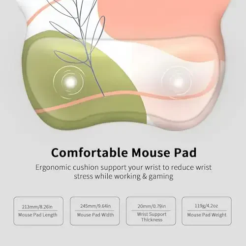 EooCoo Ergonomic Mouse Pad with Wrist Support, Mousepad with Memory Foam Wrist Rest and Non-Slip Base for Computer, Cafe, Home & Office, 9.64 x 8.26 in Office Desk Accessories - 5
