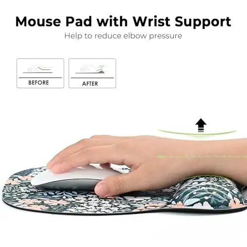 EooCoo Ergonomic Mouse Pad with Wrist Support, Mousepad with Memory Foam Wrist Rest and Non-Slip Base for Computer, Cafe, Home & Office, 9.64 x 8.26 in Office Desk Accessories - EOOCOO (1)