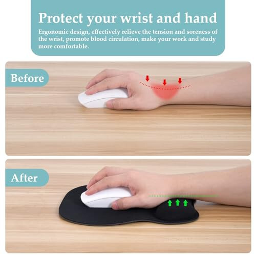 EooCoo Ergonomik Bilak Qo'llab-quvvatlash bilan Sichqoncha Pad, Xotira Ko'pik Bilak Dam olish va Sirpanmas Taglik bilan Sichqoncha Pad, Kompyuter, Kofe, Uy va Ofis uchun, 9.64 x 8.26 dyuym Ofis Stoli Aksessuarlari - 3