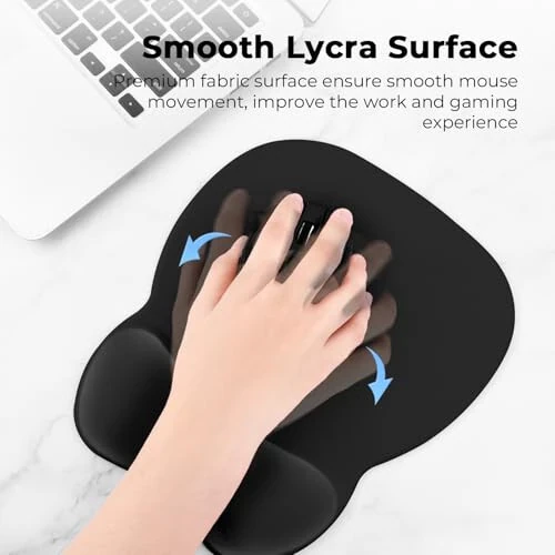 EooCoo Ergonomic Mouse Pad with Wrist Support, Mousepad with Memory Foam Wrist Rest and Non-Slip Base for Computer, Cafe, Home & Office, 9.64 x 8.26 in Office Desk Accessories - 4
