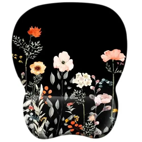 EooCoo Ergonomic Mouse Pad with Wrist Support, Mousepad with Memory Foam Wrist Rest and Non-Slip Base for Computer, Cafe, Home & Office, 9.64 x 8.26 in Office Desk Accessories for Women 