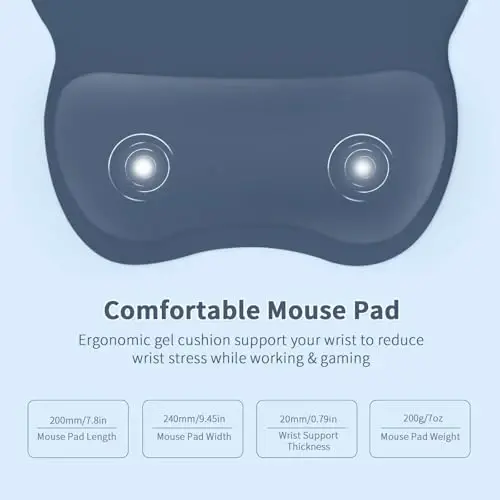 EooCoo Ergonomic Mouse Pad with Wrist Support, Mousepad with Memory Foam Wrist Rest and Non-Slip Base for Computer, Cafe, Home & Office, 9.64 x 8.26 in Office Desk Accessories - 5