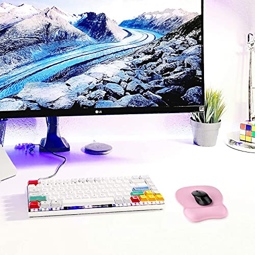 EooCoo Ergonomik Bilek Destekli Mouse Pad'i, Bellek Köpüğü Bilek Desteği ve Kaymaz Tabanlı Mouse Pad, Bilgisayar, Cafe, Ev ve Ofis İçin, 9.64 x 8.26 inç Ofis Masa Aksesuarları - 5